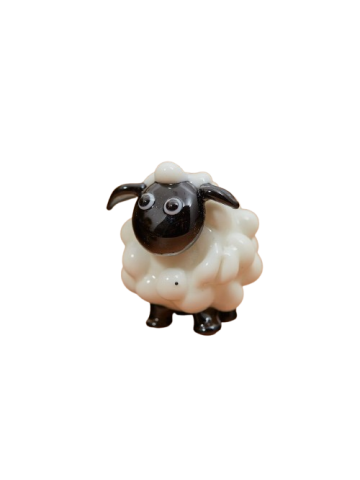 GLASS BOBBLY SHEEP ORNAMENT WHITE WITH BLACK FACE