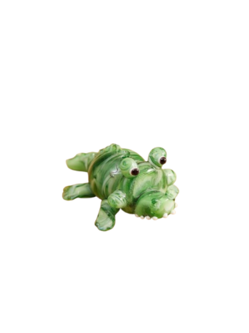  GLASS CROCODILE ORNAMENT WITH BIG EYES HAND BLOWN 
