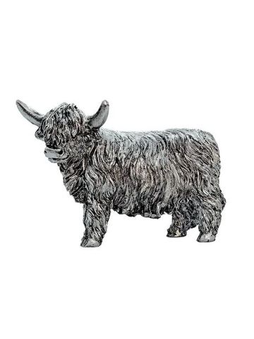 Silver Highland Coo Figurine