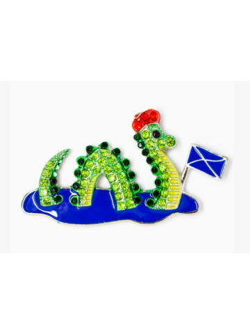 Loch Ness Monster with flag Diamante Magnet