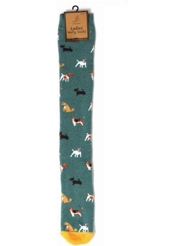 Ladies Welly Socks - Dogs Print 