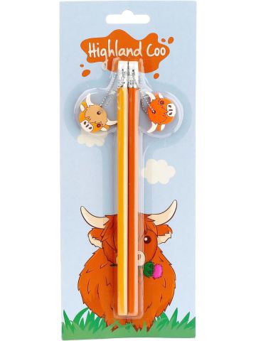 Highland Coo Cow Set of 2 PVC Charm Pencils