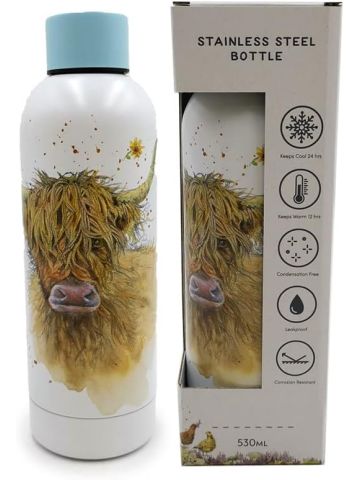  Jan Pashley Reusable Insulated Steel Water Bottle 530 ml - Highland Coo