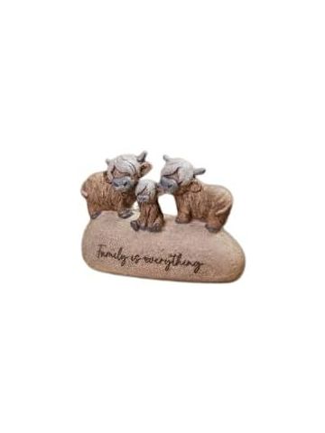 DOUGAL HIGHLAND COW ORNAMENT POLYRESIN "FAMILY IS EVERYTHING"