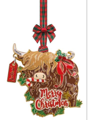 Boxed Metal Crystal Christmas Tree Decoration – Highland Cow