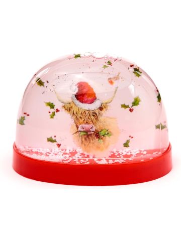 Christmas Jan Pashley Highland Coo Large Glitter Snow Storm