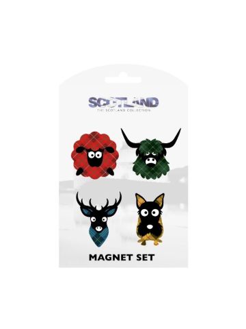 Scottish Tartan Character 4pk Magnet Set
