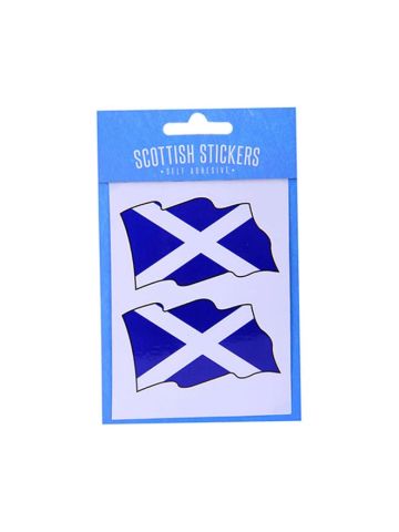 Saltire Wavy Flag Mini Sticker X 2