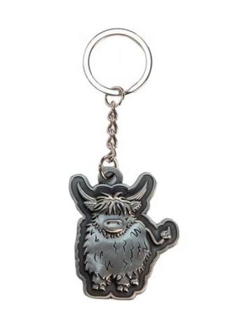 Metal Highland Coo Keyring