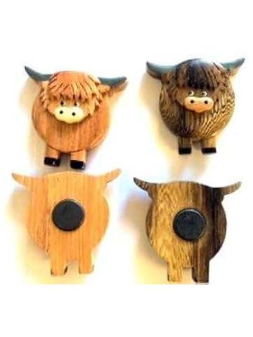 Wooden Highland Cow Magnet 1 SUPPLIED