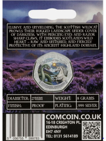 BEASTS OF THE GLEN - SCOTTISH WILDCAT Full Colour Silver Commemorative Coin