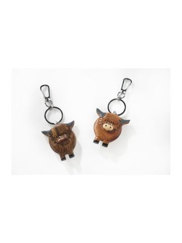 Wooden Highland Cow Keyring
