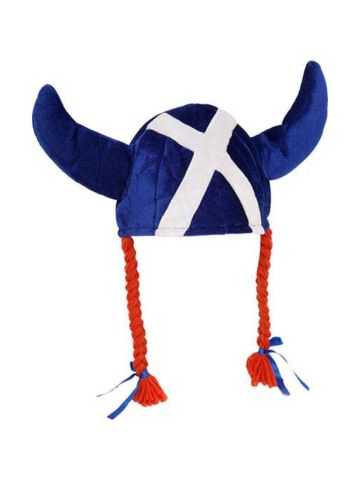 Saltire Jessie Viking Hat with Pigtails Novelty Scottish Hat