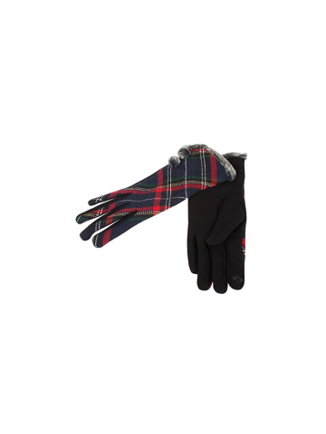 Women's Tartan Glove Black Pompom