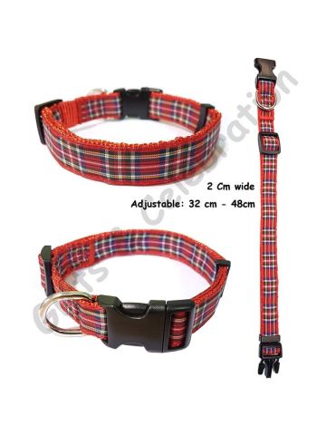 Royal Stewart Red Tartan Dog Collar - Ajustable 32cm - 48cm