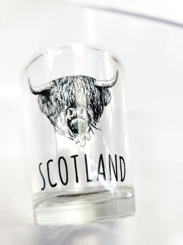 Scottish Highland Cow Shot Glass Scotland Head