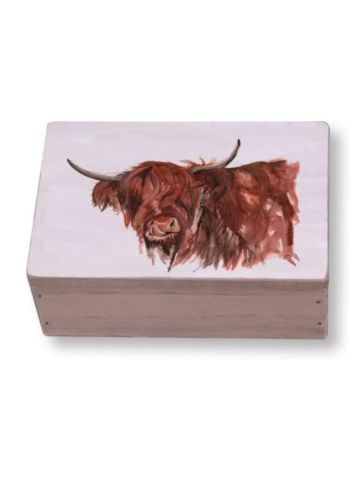 Meg Hawkins Highland Cattle Box, 15x10cm